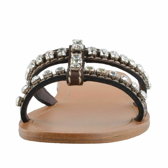 Prada Women's Leather Crystal Decorated Flip Flop - Picture 5 of 8